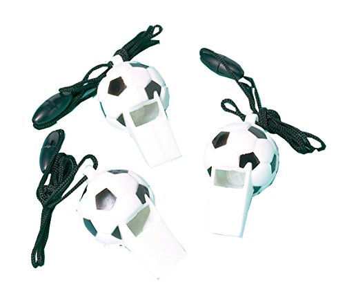 Amscan International- Soccer Whistle Party Favor-12 Pcs. Silbato de fútbol para fiesta, 12 unidades, Color negro (INT390537) , color/modelo surtido