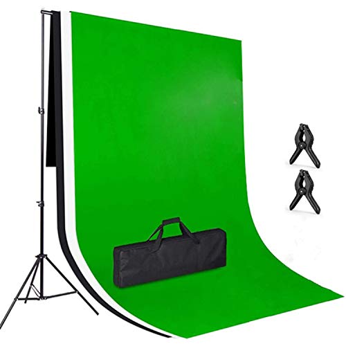 Amzdeal 3 × 2m Soporte de Fondo, con 3 Fondos Fotográficos (Verde Blanco Negro)en Tela Lavable y planchable, Soporte Ajustable en Altura de 3 × 2 m 65-200 cm para Photo Studio Portrait Video Objeto Amzdeal 3 × 2m Soporte de Fondo, con 3 Fondos Fotográficos (Verde Blanco Negro)en Tela Lavable y planchable, Soporte Ajustable en Altura de 3 × 2 m 65-200 cm para Photo Studio Portrait Video Objeto