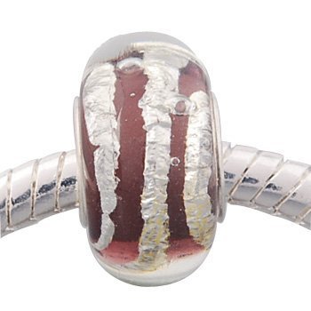 Andante-Stones - ley 925 plata, vidrio Murano, cuenta de color lila con rayas violetas, elemento para cuentas European Beads + saco de organza