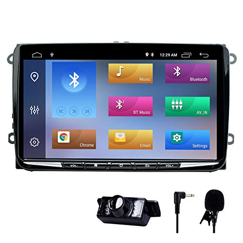 Android 9.0 Autoradio 2GB RAM 32GB ROM 9 Pulgadas Estéreo para Auto para VW Volkswagen Golf Polo navegación GPS Radio Am/FM/RDS/SWC/DSP/Cámara Trasera