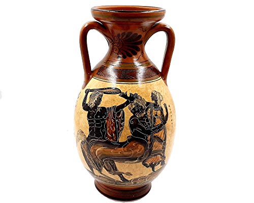 Ánfora griega 31cm, florero de la cerámica, Hércules, Centaur y la Diosa Athena