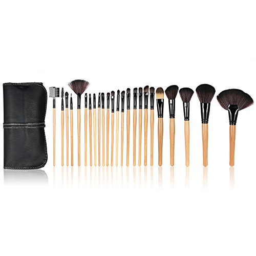 Anself - Set de brochas profesionales para maquillaje kit 24 piezas + bolsa, color negro