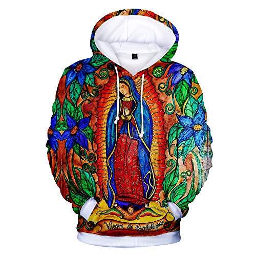 AOYJGZJJ Sudadera con Capucha Unisex con Estampado 3D Nuestra Señora de Guadalupe Streetwear Hoodies Hombres Pullover Mujeres Tapa del SuéTer XXS-3XL