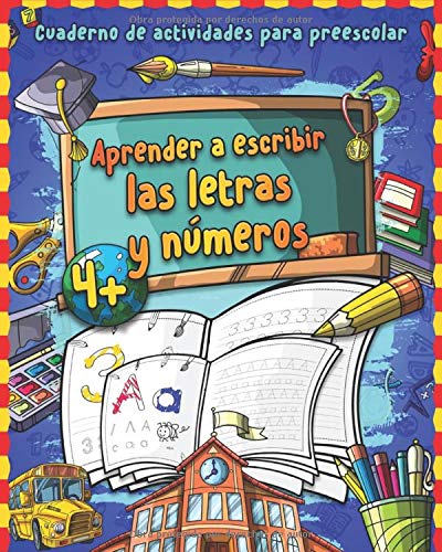 Aprender a escribir letras y números: Gran cuaderno de números y alfabeto - Libro para repasar los numeros y letras - Cuaderno de actividades y ... infantil Montessori | Libros infantil