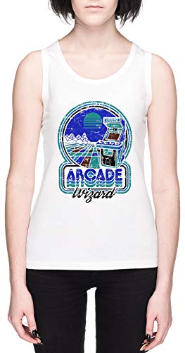 Arcade Wizard Blanca Mujer Camiseta De Tirantes Tamaño S White Women's Tank tee Size S