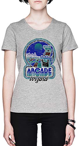 Arcade Wizard Gris Mujer Camiseta Tamaño XXL Grey Women's tee Size XXL