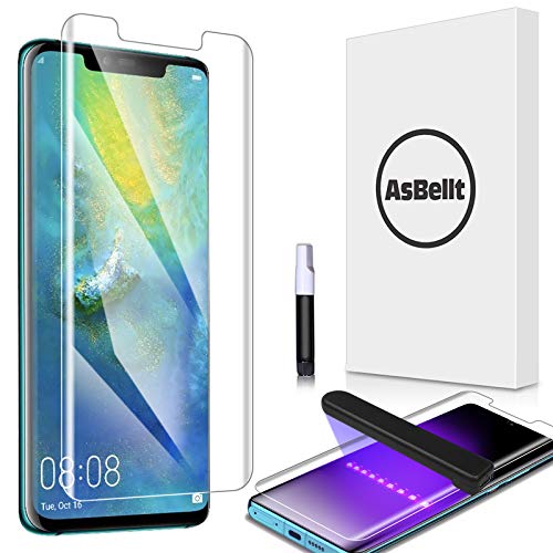 AsBellt Protector Pantalla de Huawei Mate 20 Pro (Pegamento en Toda la Pantalla) (9H Dureza) (Alta sensibilidad),Cristal Vidrio Templado / Protector de Pantalla para Huawei Mate20 Pro