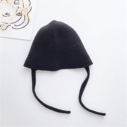 ASDFGT-778 Invierno Niños con Tablero de Lana del Tablero de Lana Sombrero de Punto con Punto Lana Gorra Encaje Princesa Orejeras Sombrero niña 5 Colores niños (Color : Black, Size : 3 M 2)