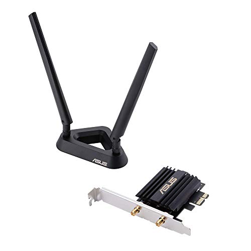 ASUS PCE-AX58BT - Tarjeta de Red Wi-Fi 6 AX3000 PCIe 160Mhz con Bluetooth 5.0 (OFDMA, MU-MIMO, Seguridad WPA3, adaptador perfil bajo, base extensible de antenas) ASUS PCE-AX58BT - Tarjeta de Red Wi-Fi 6 AX3000 PCIe 160Mhz con Bluetooth 5.0 (OFDMA, MU-MIMO, Seguridad WPA3, adaptador perfil bajo, base extensible de antenas)
