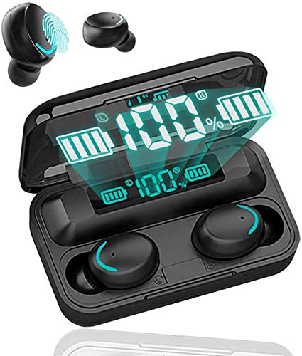 Auriculares Bluetooth Inalámbricos,Auriculares Bluetooth 5.0 con Caja de Carga 2000mAh, Auriculares Deportivos inalámbricos con Pantalla Digital LED y Control táctil, para iPhone/Airpods/Android