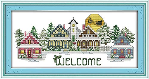 Awesocrafts - Kit de punto de cruz, diseño de bordado de costura en cruz, para Navidad, estampado o contado (vendido, contado) Awesocrafts - Kit de punto de cruz, diseño de bordado de costura en cruz, para Navidad, estampado o contado (vendido, contado)