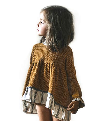 AZUL IZAL- Merina Jersey de Punto Jacquard Mostaza y Gris con Volantes de Rayas en el bajo. Certicado Oeko-Tex y Free Nickel (4 años) AZUL IZAL- Merina Jersey de Punto Jacquard Mostaza y Gris con Volantes de Rayas en el bajo. Certicado Oeko-Tex y Free Nickel (4 años)