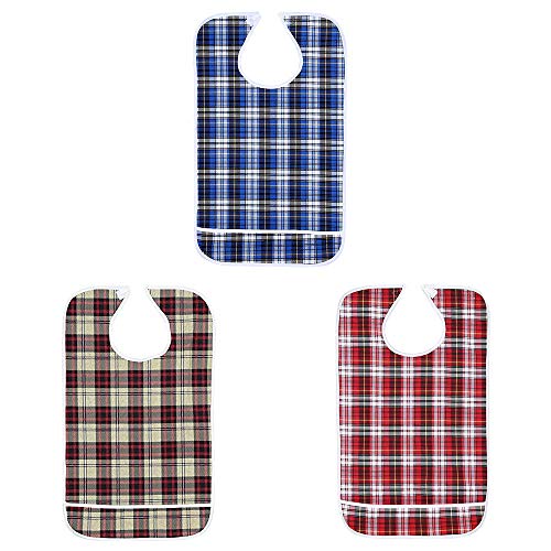 Babero Adultos, Protectores de Ropa Babero Impermeable Lavable para Comidas Babero con Bolsillo Inferior para Personas Mayores, Juego de 3 PCS Babero Adultos, Protectores de Ropa Babero Impermeable Lavable para Comidas Babero con Bolsillo Inferior para Personas Mayores, Juego de 3 PCS