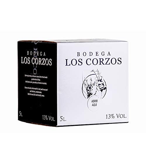 Bag in Box 5L Vino Tintos Recomendado (Equivalente a 6,5 Botellas de 750 ml) vino tinto afrutado caja de vino con grifo y asa incorporada de Bodegas Los Corzos Bag in Box 5L Vino Tintos Recomendado (Equivalente a 6,5 Botellas de 750 ml) vino tinto afrutado caja de vino con grifo y asa incorporada de Bodegas Los Corzos