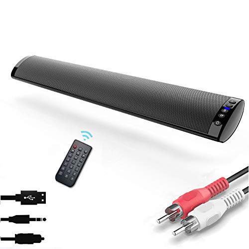 Barras de Sonido para TV, Nueva Bluetooth 5.0, Profesional Sonido Envolvente Altavoz para TV/Home Cinema, Apoyo RCA/AUX/óptico/USB/TF Tarjeta, Compatible para TV, Moviles, Tableta,Montable en la Pared