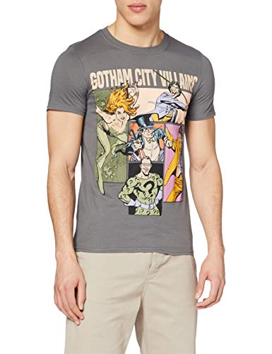 Batman Gotham City Villans Camiseta, Gris (Charcoal Grey), Small para Hombre