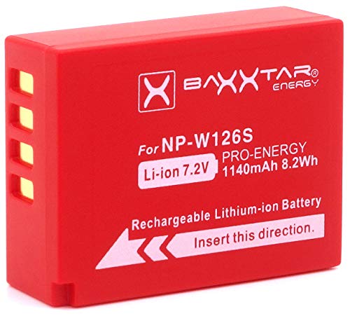 Baxxtar Pro Batería Compatible con Fujifilm NP-W126s NP-W126 (1140mAh) FinePix X100F X-A5 X-A7 X-A10 X-E3 X-H1 X-Pro1 X-Pro2 X-Pro3 X-S10 X-T3 X-T10 X-T20 X-T30 X-T100 X-T200 y demás