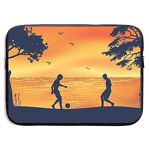 Beach Soccer Painting Love Funda Impermeable para Computadora Portátil Funda Portátil para Negocios Bolsa Protectora para Macbook Pro/Macbook Air/DELL,15 Inch/38X29X3.5 CM