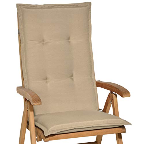 Beautissu Loft HL - Cojín para sillas de balcón o Asiento Exterior con Respaldo Alto - 120x50x6 cm - Placas compactas de gomaespuma - Natural Beautissu Loft HL - Cojín para sillas de balcón o Asiento Exterior con Respaldo Alto - 120x50x6 cm - Placas compactas de gomaespuma - Natural