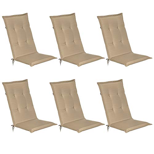 Beautissu Loft HL - Set de 6 Cojines para sillas tumbonas mecedoras de balcón o Asiento Exterior con Respaldo Alto - 120x50x6 cm - Placas compactas de gomaespuma - Natural Beautissu Loft HL - Set de 6 Cojines para sillas tumbonas mecedoras de balcón o Asiento Exterior con Respaldo Alto - 120x50x6 cm - Placas compactas de gomaespuma - Natural
