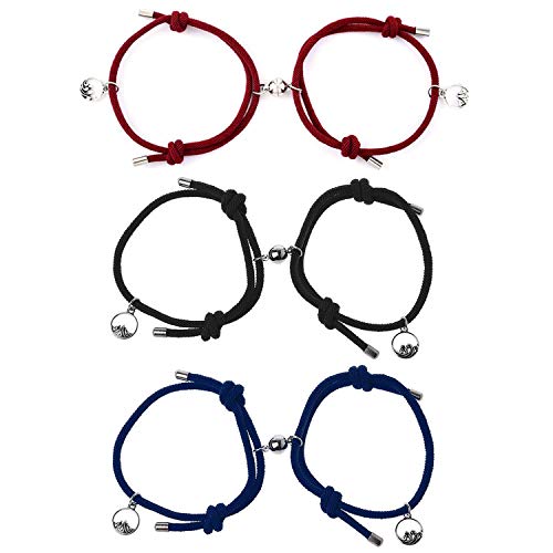 BEIFON 6Pcs Pulseras Magnéticas Parejas Pulseras de Pareja para Atraer Hebilla Magnética Pulsera de Cuerda Trenzada Ajustable Pulsera de la Amistad a Juego Pulsera para Parejas (Negro/Azul/Rojo) BEIFON 6Pcs Pulseras Magnéticas Parejas Pulseras de Pareja para Atraer Hebilla Magnética Pulsera de Cuerda Trenzada Ajustable Pulsera de la Amistad a Juego Pulsera para Parejas (Negro/Azul/Rojo)