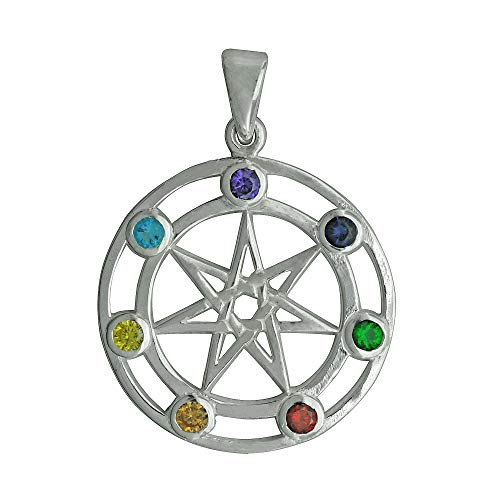 Beldiamo Collar de plata de ley 925 con colgante de estrella de siete puntas de Heptagram de 6 g Beldiamo Collar de plata de ley 925 con colgante de estrella de siete puntas de Heptagram de 6 g