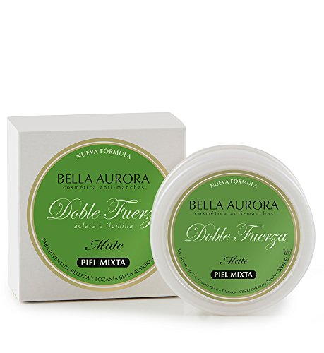 Bella Aurora Doble Fuerza Crema Anti-Manchas, con Acabado Mate, Tratamiento Aclarante e Ilumina, Facial, Para Piel Mixta-Grasa, 30 ml. Bella Aurora Doble Fuerza Crema Anti-Manchas, con Acabado Mate, Tratamiento Aclarante e Ilumina, Facial, Para Piel Mixta-Grasa, 30 ml.
