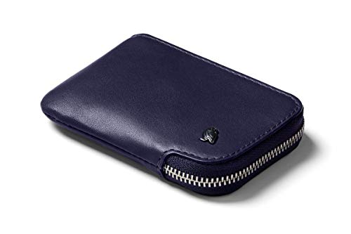 Bellroy Leather Card Pocket Wallet, Cartera Slim con Cremallera (Máx. 15 tarjeto, Efectivo, Monedero) - Navy
