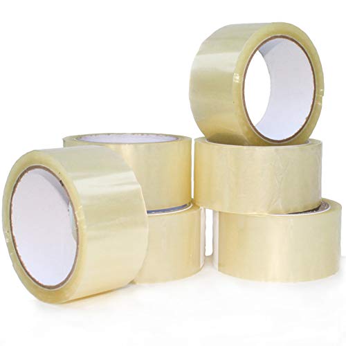 Beufirst Pack 6 rollos cinta adhesiva transparente, 50mm x 66mt, cinta para embalar cajas, paquetes, envíos y mudanzas. Cinta embalaje transparente extrafuerte y resistente (6)