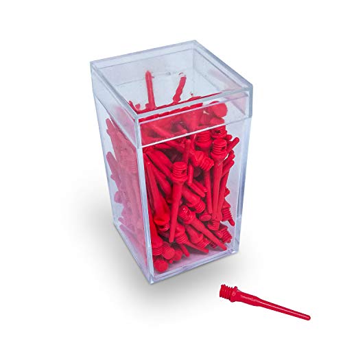 BILLARES Y DARDOS CAMARA Caja de 100 Puntas de Dardos de plástico Resistentes Colores para Diana electrónica, Rosca 2ba Apta para Dardos domésticos y Dardos Profesionales. (Rojo)