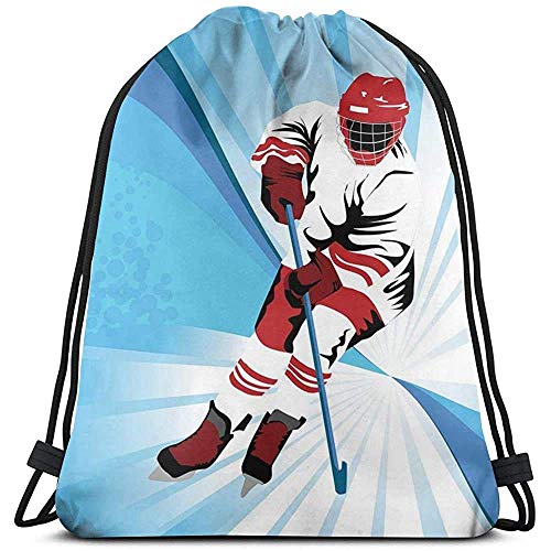 Bolsa de cordón con cordón, bolsa de cordón, mochila de jarra, jugador de hockey hace un tiro fuerte en la meta, rival ilustración abstracta, bolsa de viaje, bolsa de deporte, bolsa de gimnasio