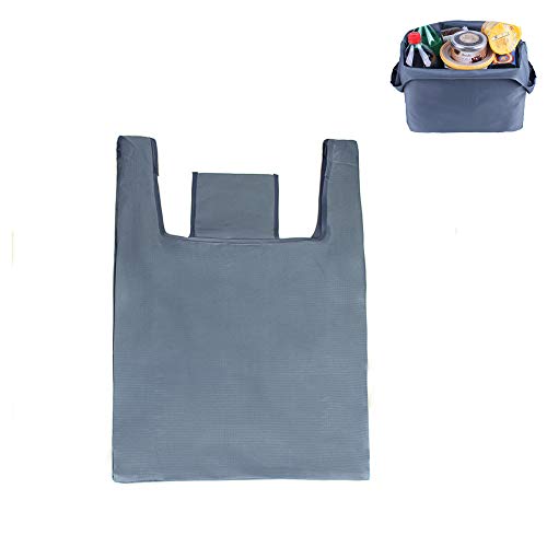 Bolsa La Compra Portátil, Plegable, Pequeña Bolsa De Transporte, Bolsa Mano, Bolsa De Playa, Cesta La Compra, Una Fácil Limpieza Poliéster, Plegable, 64x38 cm, Plegada: 15x13cm, 1 Unidad, Gris