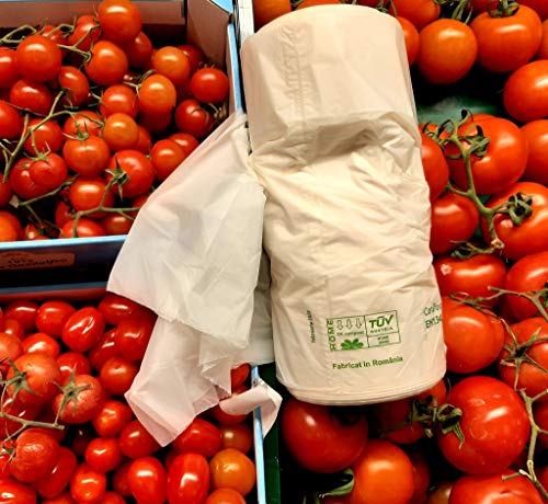 Bolsas Biodegradables y Compostables Fondo Reforzado de 35X45cm Rollo con 400 Bolsas, certificadas TUV Austria Conforme EN13432 y Fabricadas en la Unión Europea