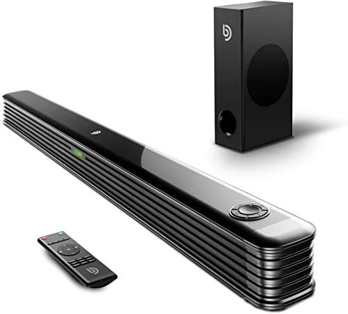 Bomaker Barra de Sonido con Subwoofer Inalámbrico 2.1 Canales para TV, 150W, 120 dB, 6 Modos de Sonido Soporta Conexiones Óptico/RCA/Coaxiales/Bluetooth, para Cine en Casa, Njord I