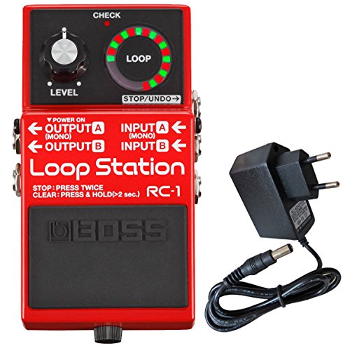 Boss RC-1 Loop Station - Pedal de loop, incluye fuente de alimentación Keepdrum de 9 V