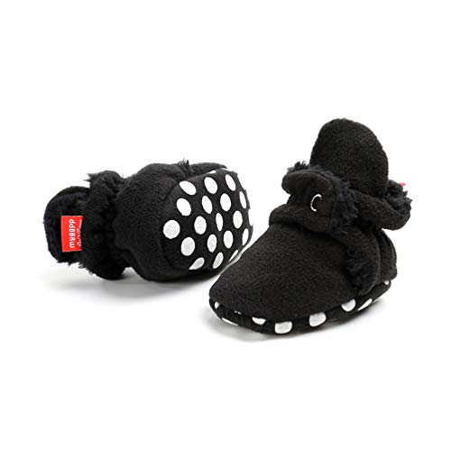 Botas de Niño Calcetín Invierno Soft Sole Crib Raya de Caliente Boots de Algodón para Bebés (0-6 Meses, Negro, Tamaño de Etiqueta 11)