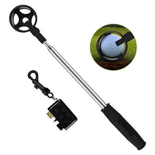 Brynnl Golf Ball Retriever, portátil retráctil Pelota de Golf telescópica Scover Saver con 3 en 1 Bolsillo Golf Club Brush Accesorios Set Juego de Pelota de Golf Recoger el Eje