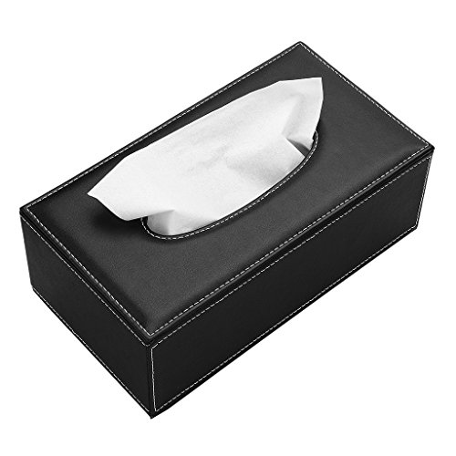 BTSKY - Caja de pañuelos de poliuretano y cuero, forma rectangular, ideal para oficina