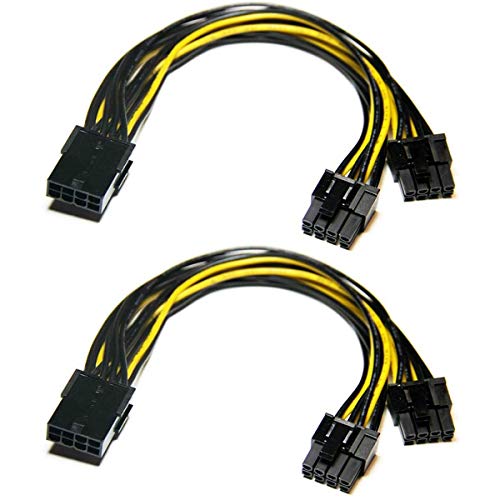 Cable adaptador de alimentación PCI Express de 6 pines a 8 pines, 2 unidades de 6 pines a doble PCIe de 8 pines (6 + 2) para tarjeta gráfica PCI Express GPU VGA