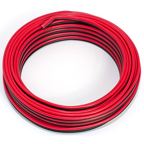 Cable de altavoz 2 x 0,75 mm², 10 m, rojo y negro, CCA, cable de audio, cable de caja