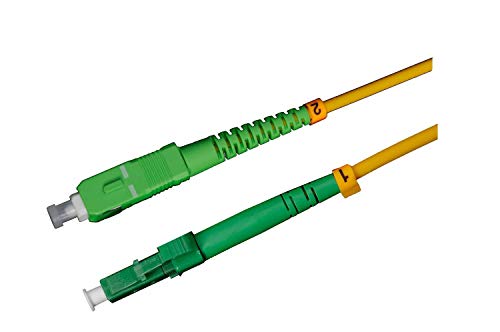 Cable de fibra óptica LWL, 1 m, OS2 amarillo, LC/APC a SC/APC macho, Simplex 9/125, cable de conexión de fibra óptica, 1 m