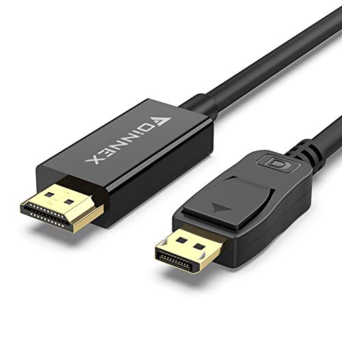 Cable DisplayPort DP a HDMI, Adaptador Display Port a HDMI 1080P@60Hz Conversor Hacer Adaptador DP 1.2 Macho a HDMI 1.4 Macho con Audio, Aplicar para PC, Laptop, Desktop a Monitor, TV, Proyector, 1,8M