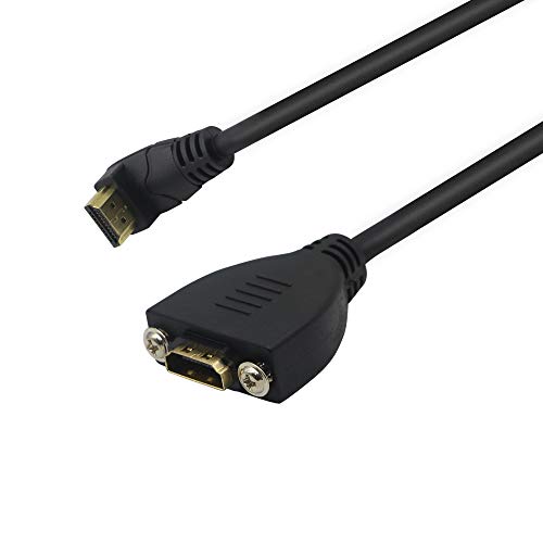 Cable HDMI 2.0 de 20 cm Macho a Hembra en ángulo, con Tornillos para instalación en Panel, Compatible con 4K @ 60HZ, KANGPING para televisores LCD, computadoras, Consolas de Juegos