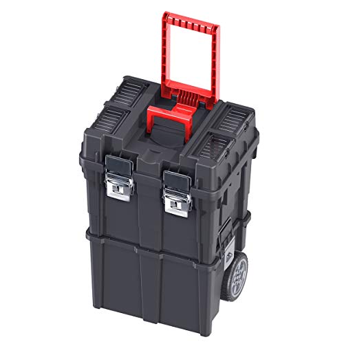 CAJA de HERRAMIENTAS Vacía con Ruedas Plástico 35x45x64cm Compact HD Desmontable Policarbonato + Bandeja interior CAJA de HERRAMIENTAS Vacía con Ruedas Plástico 35x45x64cm Compact HD Desmontable Policarbonato + Bandeja interior