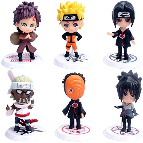 Cake Topper - YUESEN 6pcs Naruto Mini Juego de Figuras Niños Mini Juguetes Baby Shower Fiesta de cumpleaños Pastel Decoración Suministros