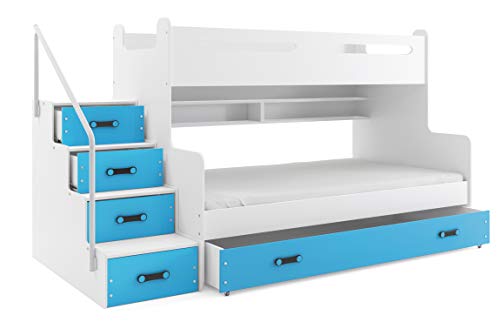 Cama litera triple MAX 3 (para tres niños) 200x80 y 200x120m , COLOR BLANCO- azúl, todo includo! PRECIO MAS BAJO!… Cama litera triple MAX 3 (para tres niños) 200x80 y 200x120m , COLOR BLANCO- azúl, todo includo! PRECIO MAS BAJO!…