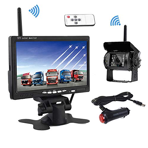 Cámara de visión trasera inalámbrica, Podofo 7 "HD TFT LCD Vista posterior Monitor + Cámara retrovisor impermeable para camiones RV Cámara de visión trasera inalámbrica, Podofo 7 "HD TFT LCD Vista posterior Monitor + Cámara retrovisor impermeable para camiones RV