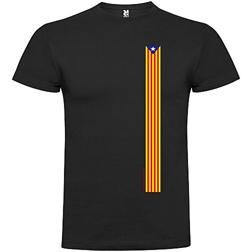 Camiseta Catalunya Estelada Clasica Manga Corta Hombre Negro M