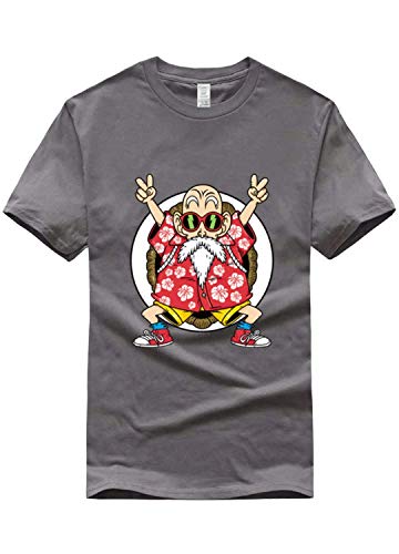 Camiseta Dragon Ball Z | Maestro Roshi manga corta | Algodón | Cuello redondo Manga Corta | Llavero Dragon Ball, de TerryStories Gris Grey3 XL