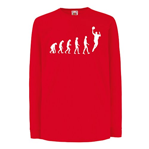 Camisetas de Manga Larga para Niño evolución de Baloncesto - Canasta de la Calle, me Encanta Este Juego, Gran Fan de Regalo (14-15 Years Rojo Blanco)